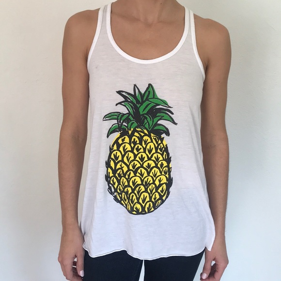 Ily Couture Tops - Ily Couture White Pineapple Graphic Tank Top